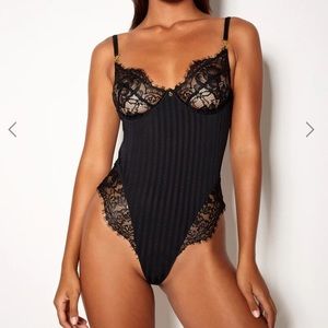 Gooseberry Intimates Demi Bodysuit Black Medium